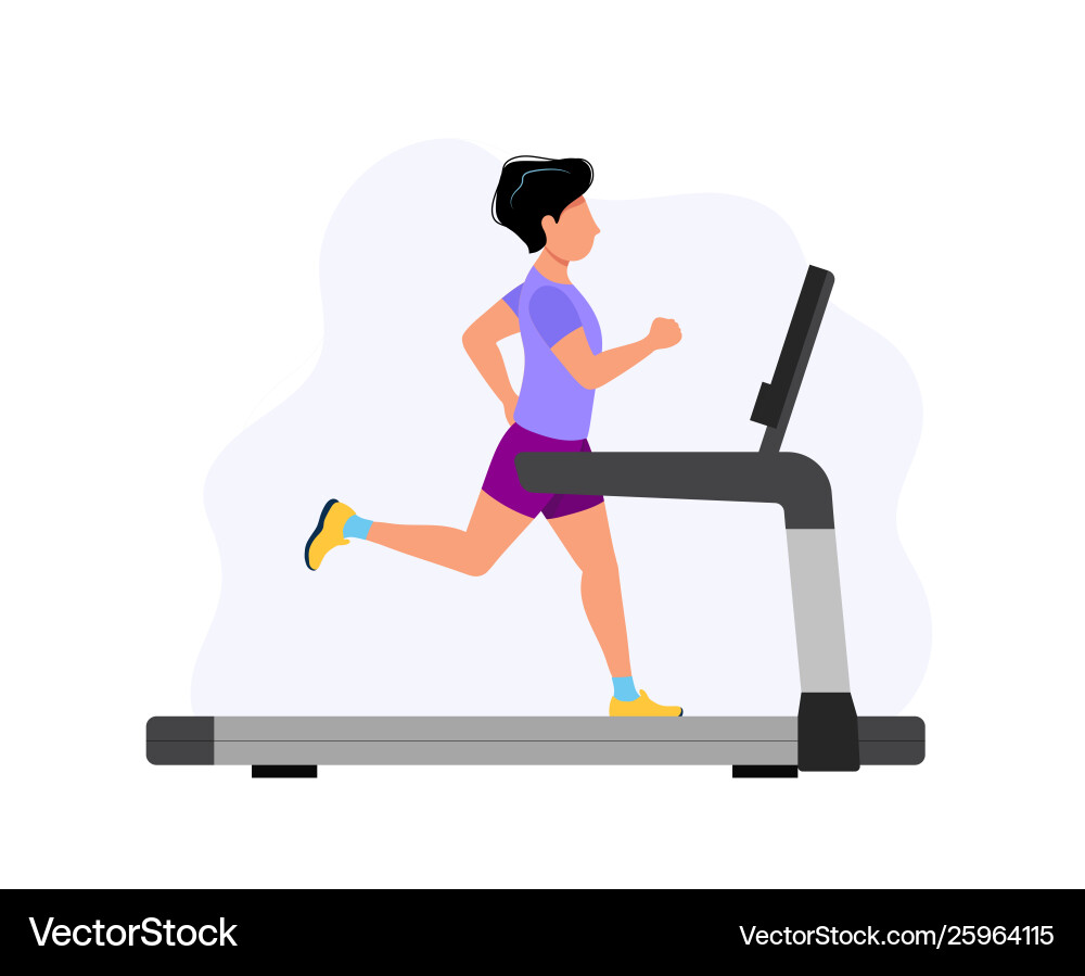 Man running on treadmill concept vector image