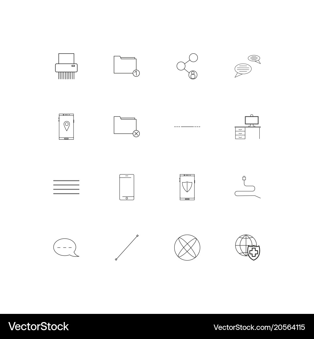 Network and database simple linear icons set vector image