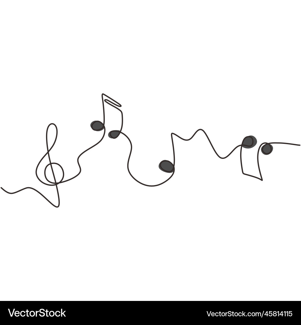 One line drawing of music notes isolated object Vector Image