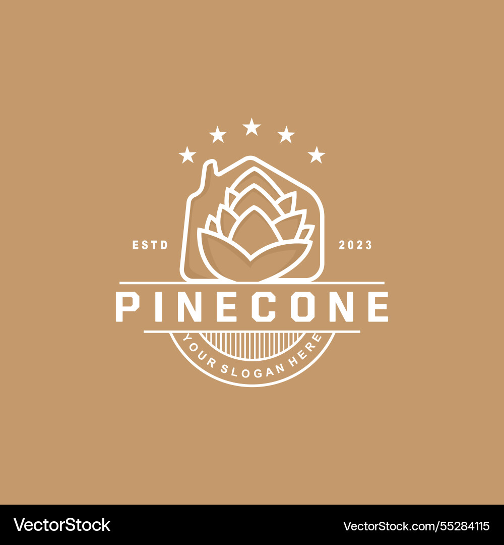 Pinecone logo simple minimalist design pine tree Pinecone logo simple minimalist design pine tree vector image