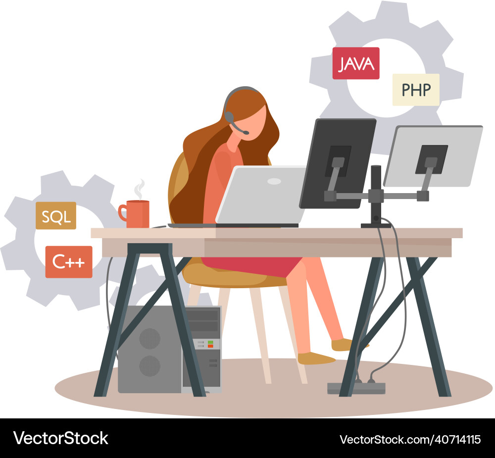 Programmer engineering and coding Programmer engineering and coding vector image
