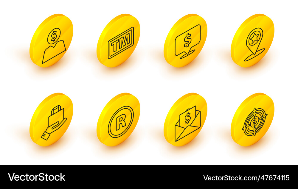Set line target with dollar envelope coin Set line target with dollar envelope coin vector image