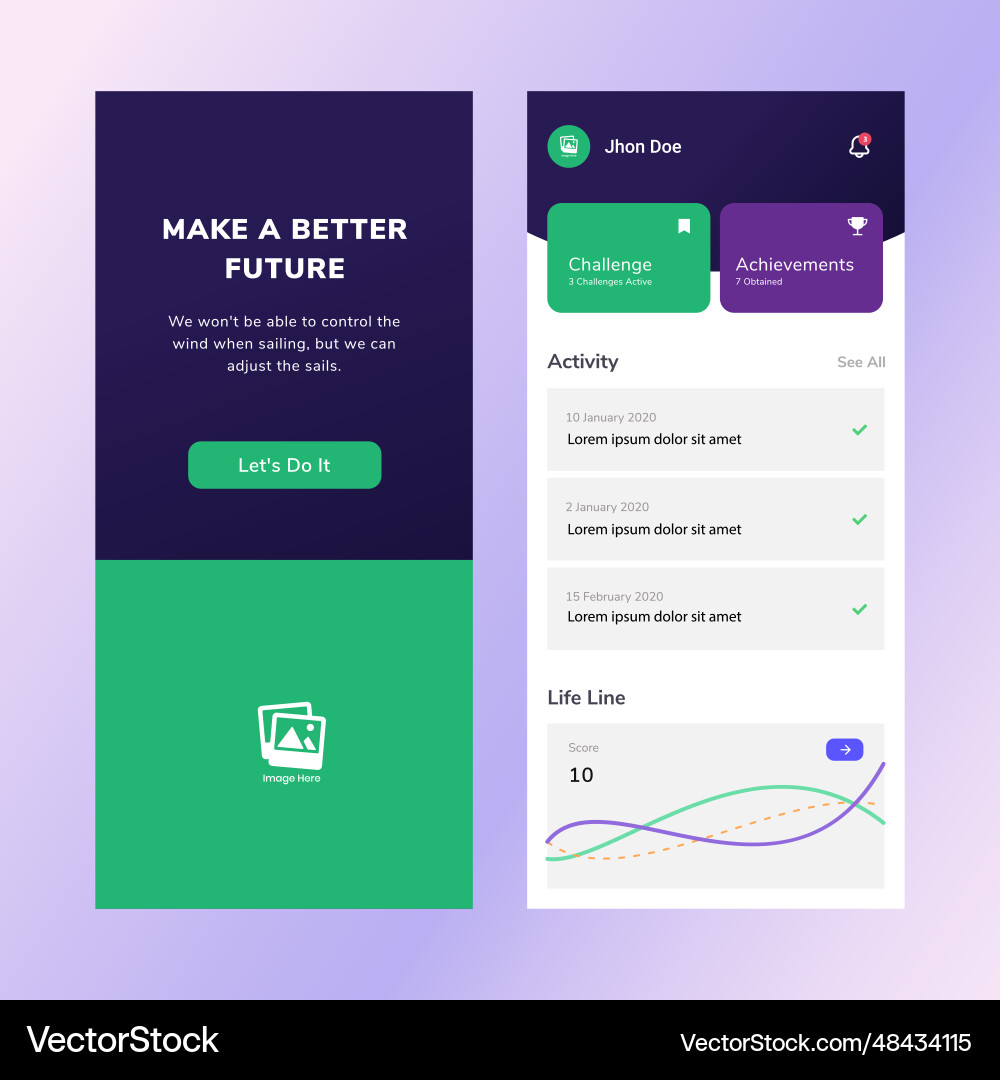 Task management user interface design template Task management user interface design template vector image