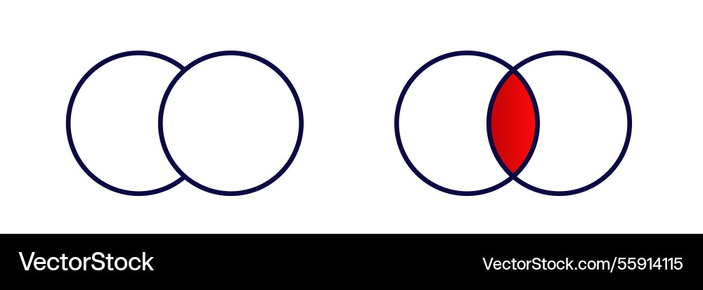 Venn diagram with two circles showing overlap vector image