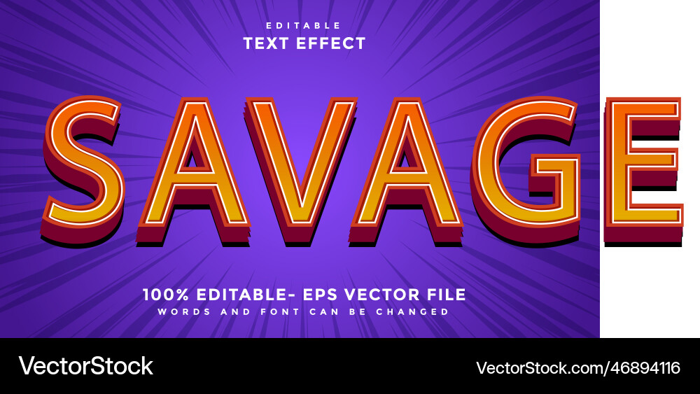 3d minimal gradient word savage editable text 3d minimal gradient word savage editable text vector image