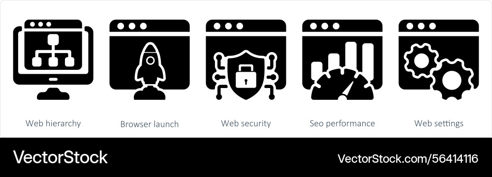 A set of 5 seo icons as web hierarchy browser vector image