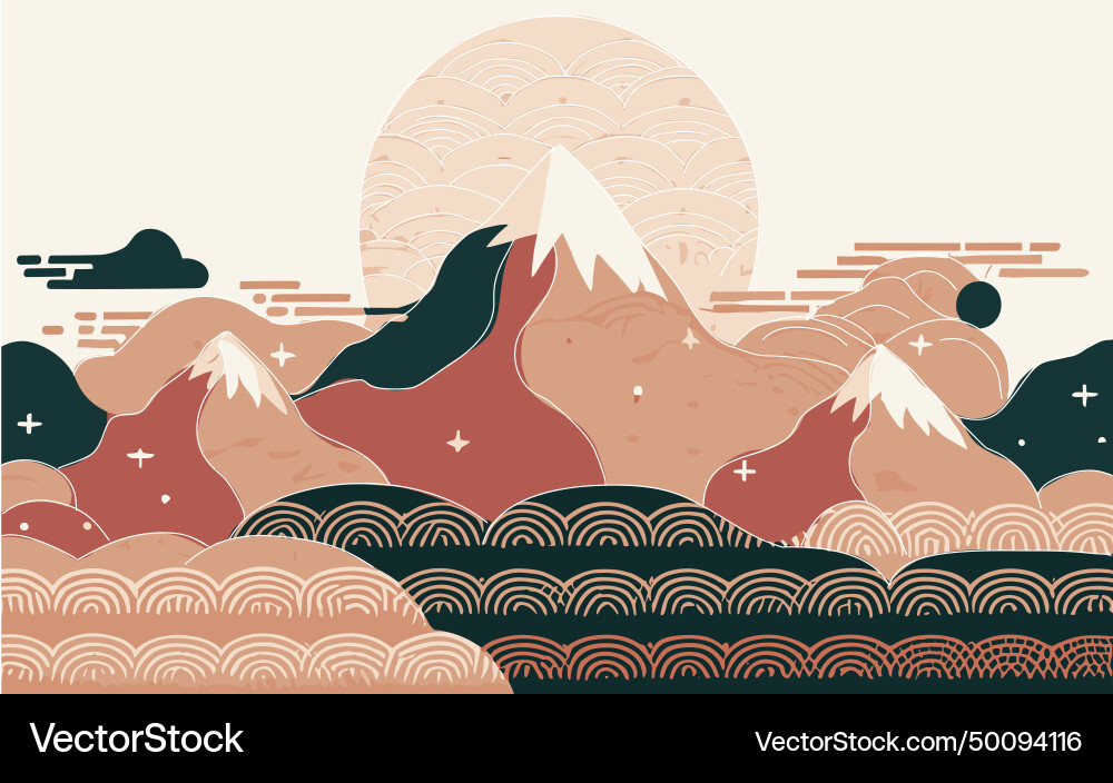 Abstrakte japanische Kunst Hintergrund mit Linienwellen Abstrakte japanische Kunst Hintergrund mit Linienwellen vektorbild