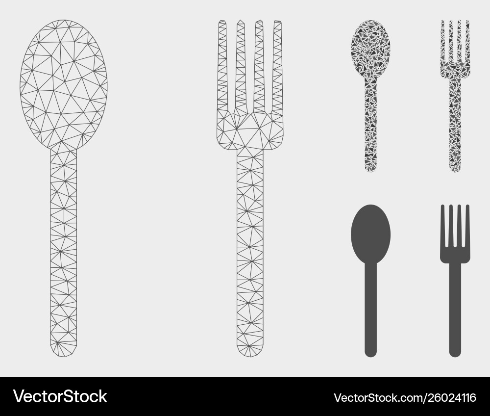 Fork and spoon mesh network model Fork and spoon mesh network model vector image