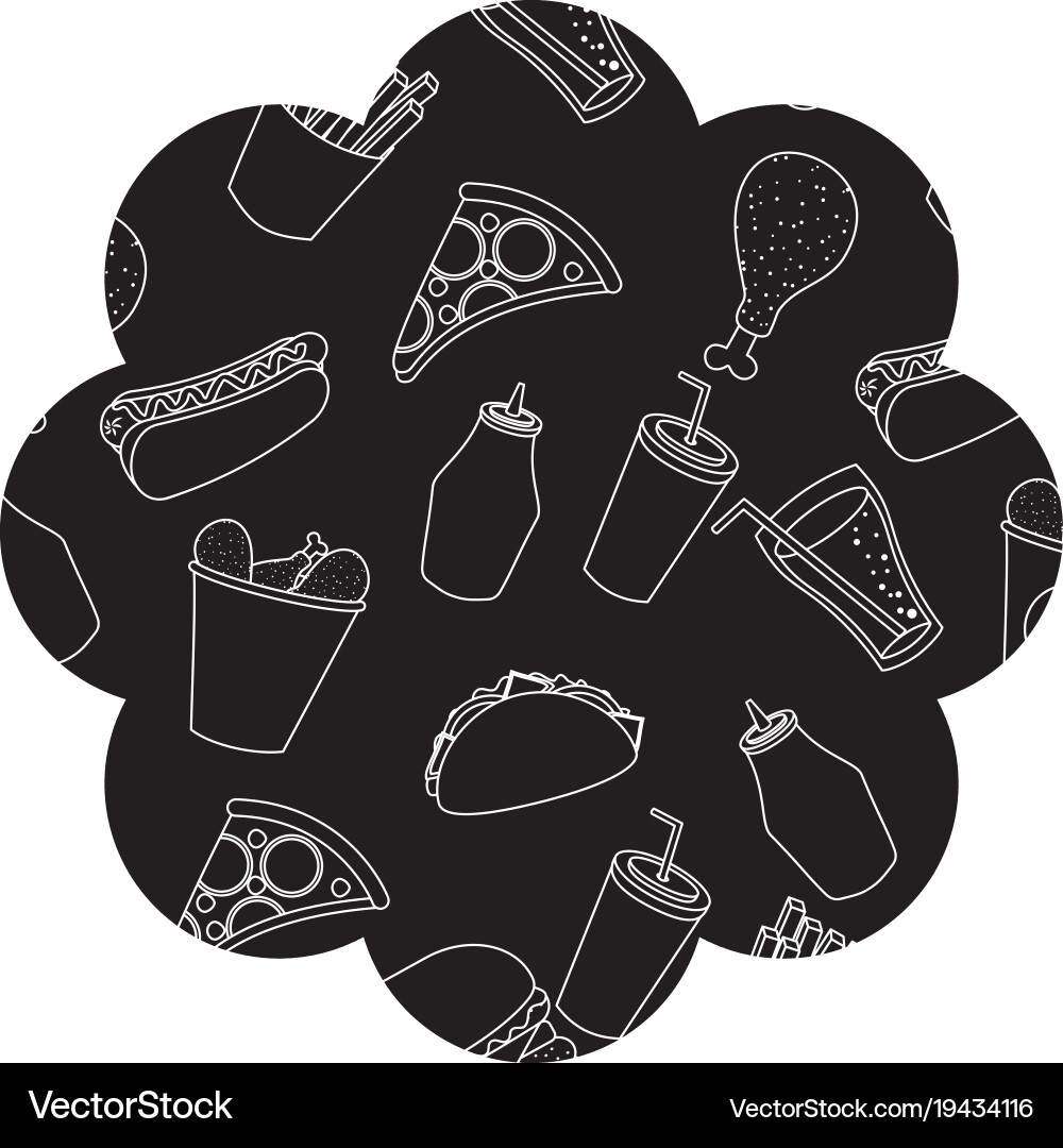 Frame with fast food pattern background Vector Image