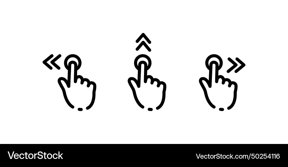 Hand cursor touch screen gestures icon set swipe Hand cursor touch screen gestures icon set swipe vector image