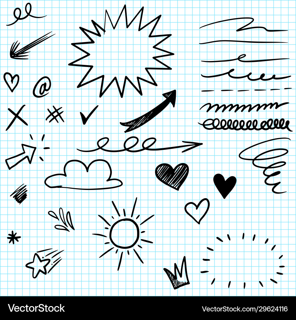 Hand Drawn Elements Set Vector Image