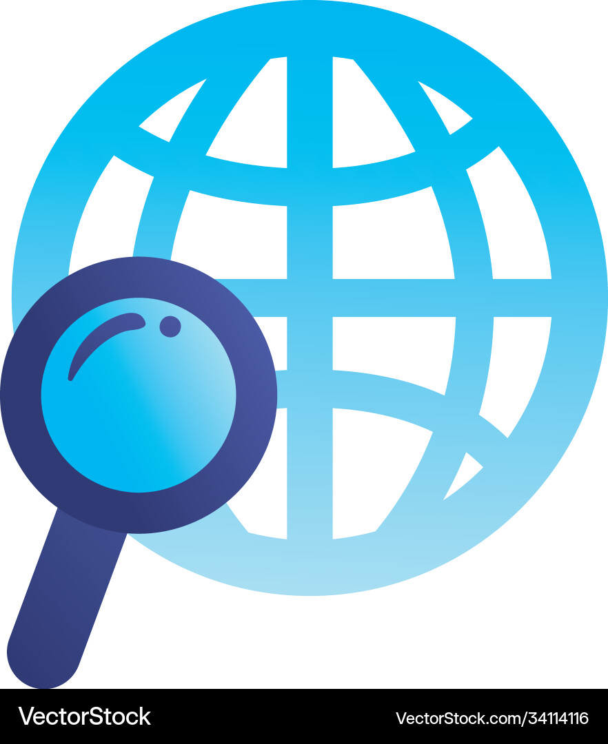 Lupe with global sphere gradient style icon vector image