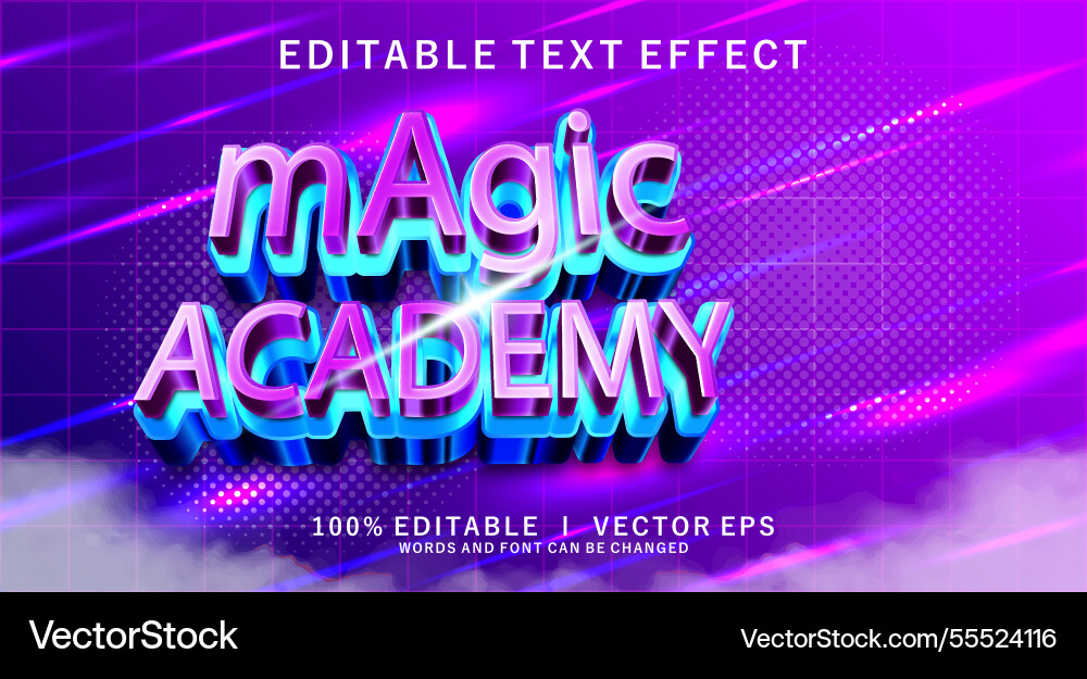 Magic academy 3d text effect with modern style Magic academy 3d text effect with modern style vector image