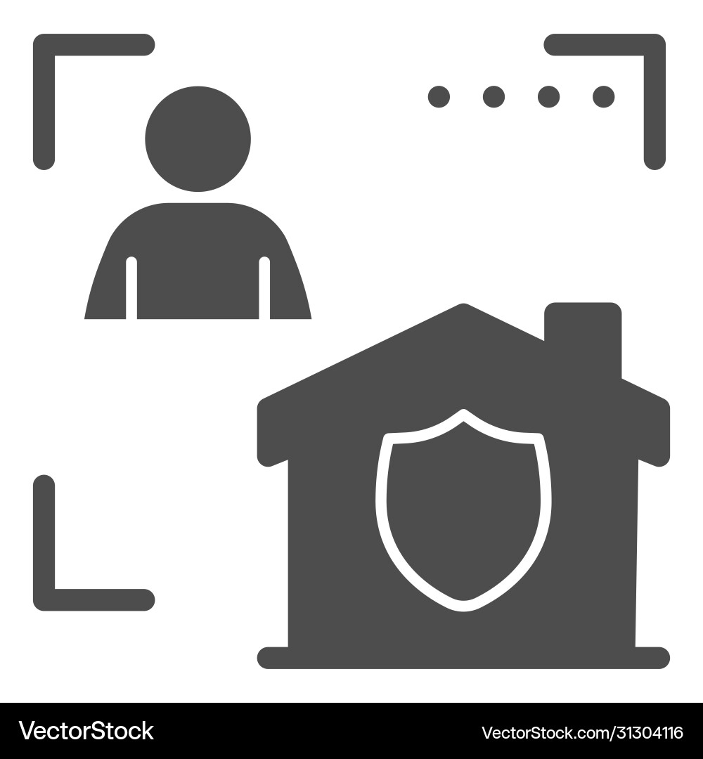 Man with house in frame and security emblem solid Man with house in frame and security emblem solid vector image