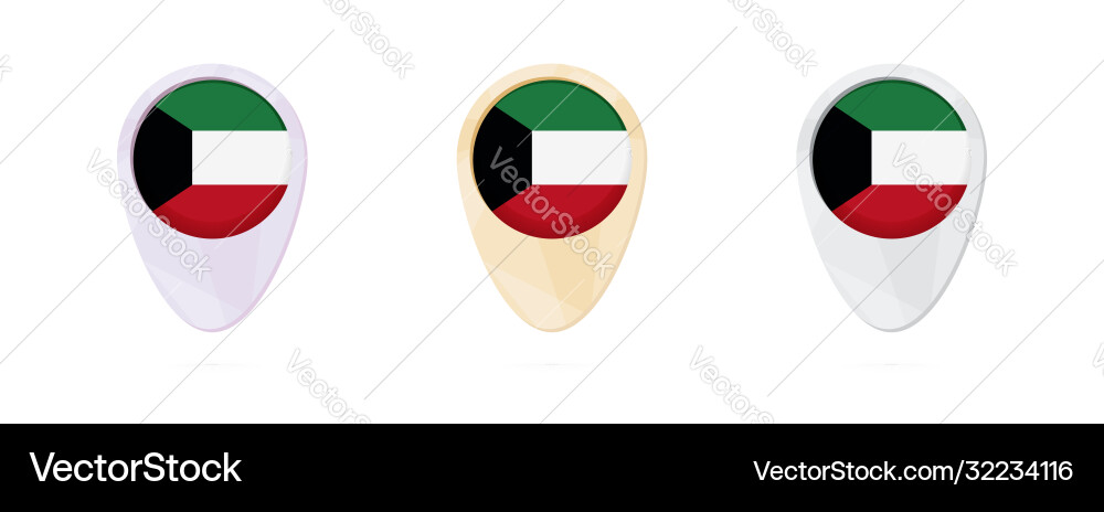 Map markers with flag kuwait 3 color versions Map markers with flag kuwait 3 color versions vector image
