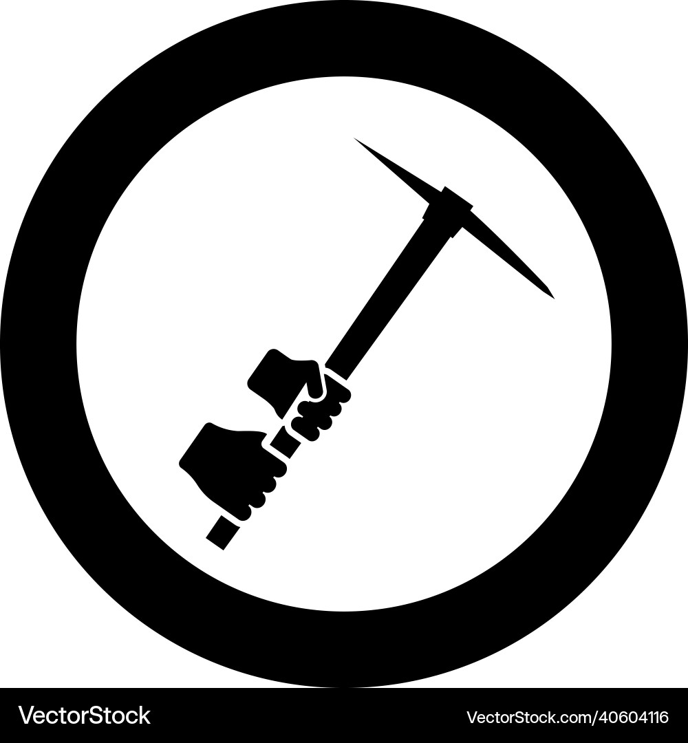 Mining pickaxe mattock pick axe in hand icon Vector Image