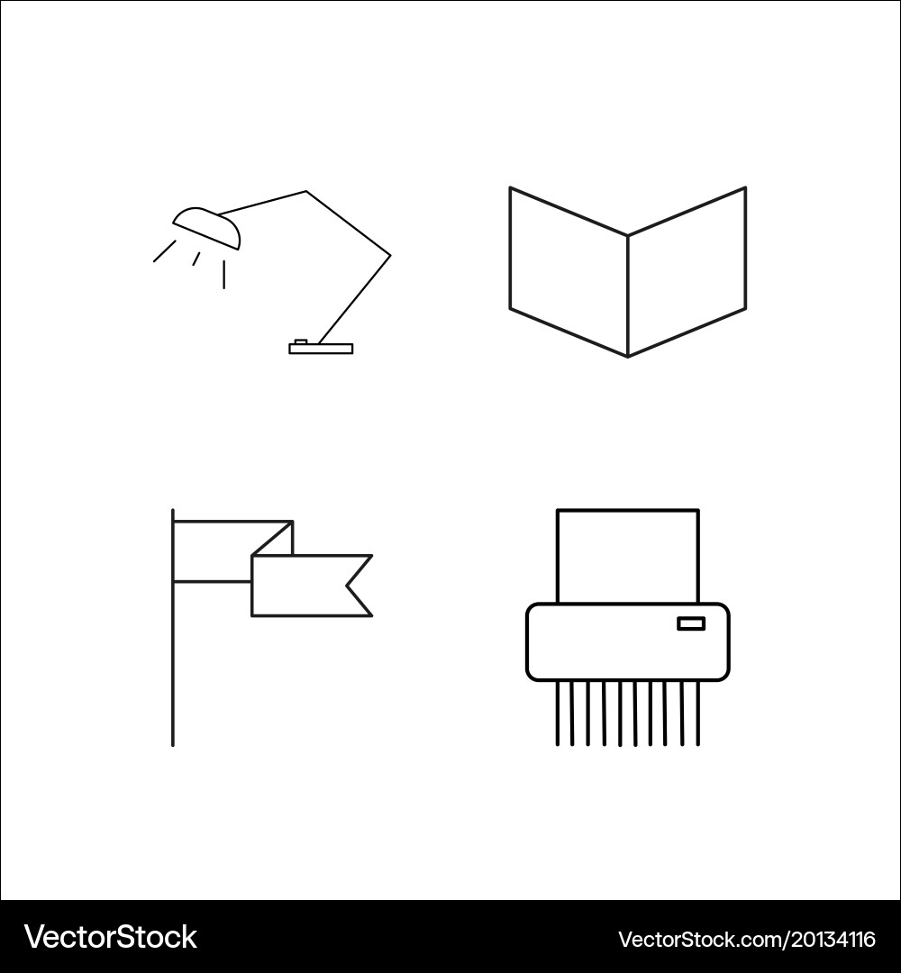 Office simple linear icon setsimple outline icons Vector Image