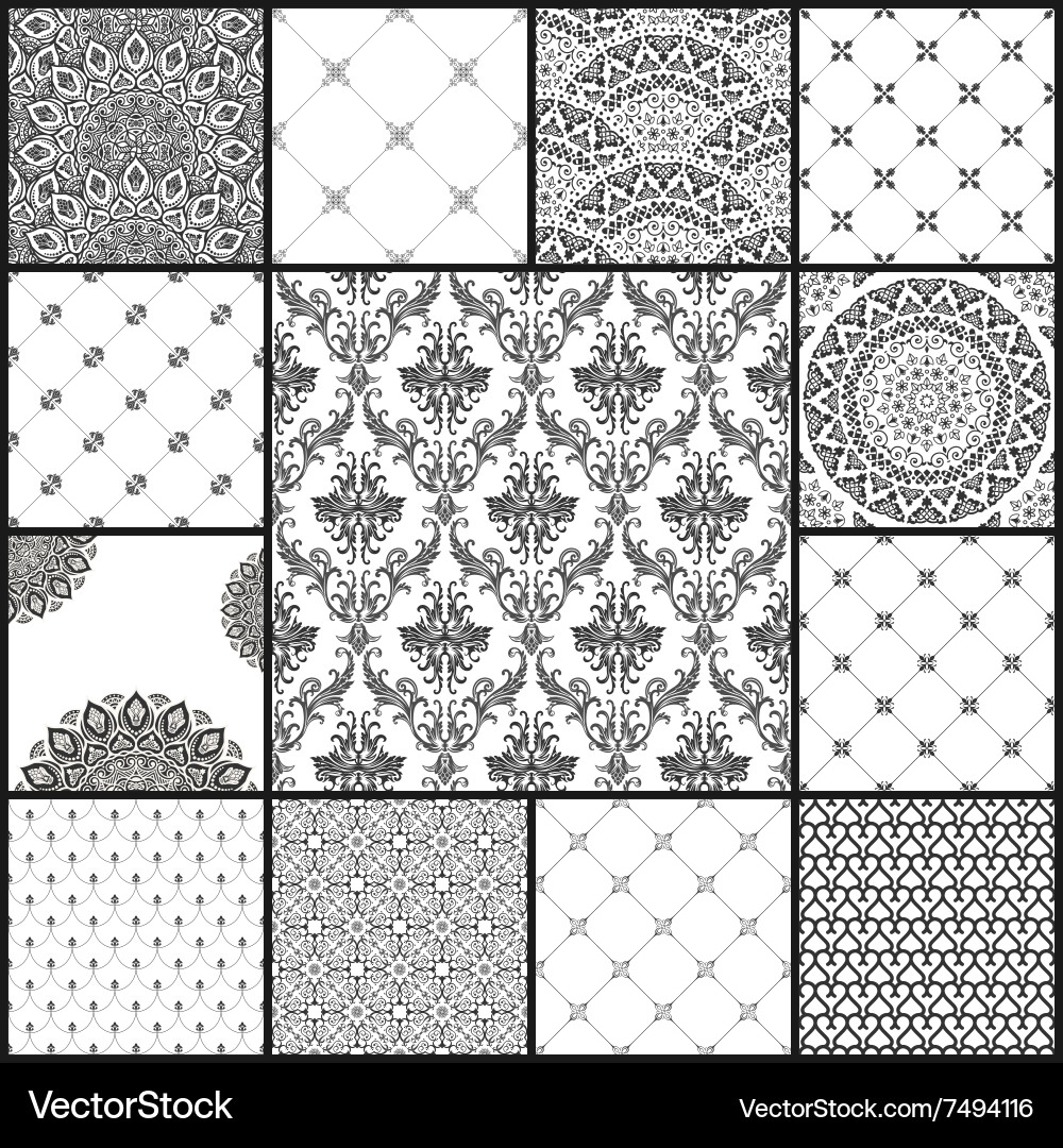 Oriental Seamless Patterns Vector Image