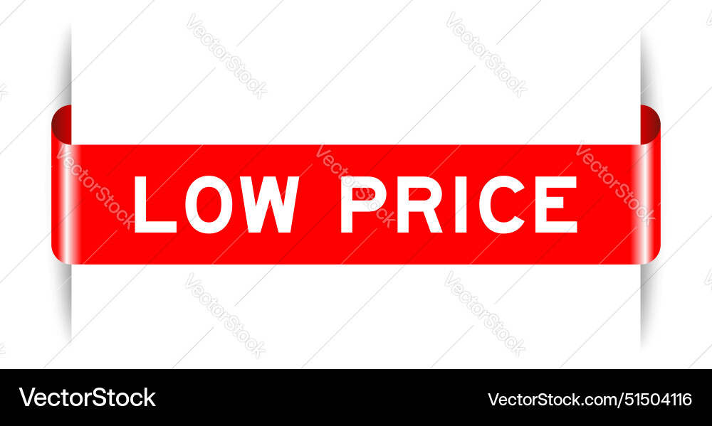 Red color inserted label banner with word low Vector Image