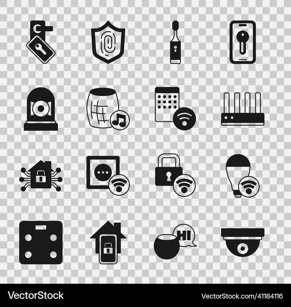 Set motion sensor smart light bulb router and wi Set motion sensor smart light bulb router and wi vector image