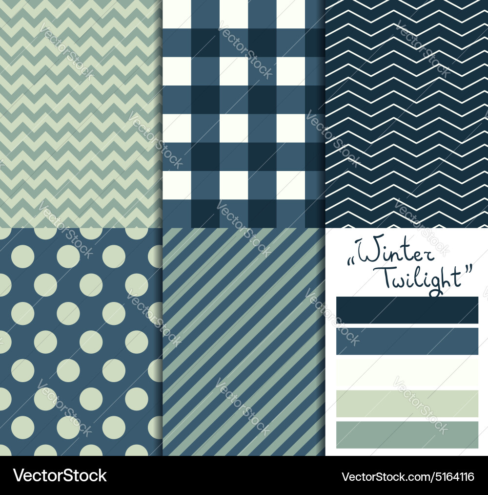 Set of 5 simple seamless geometric patterns Vector Image