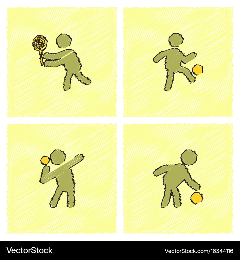 Set of olympic game design in hatching style Vector Image