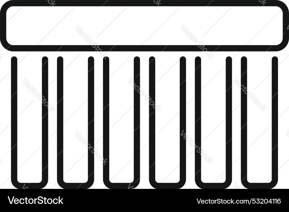 Simple black line art icon of window blinds Vector Image