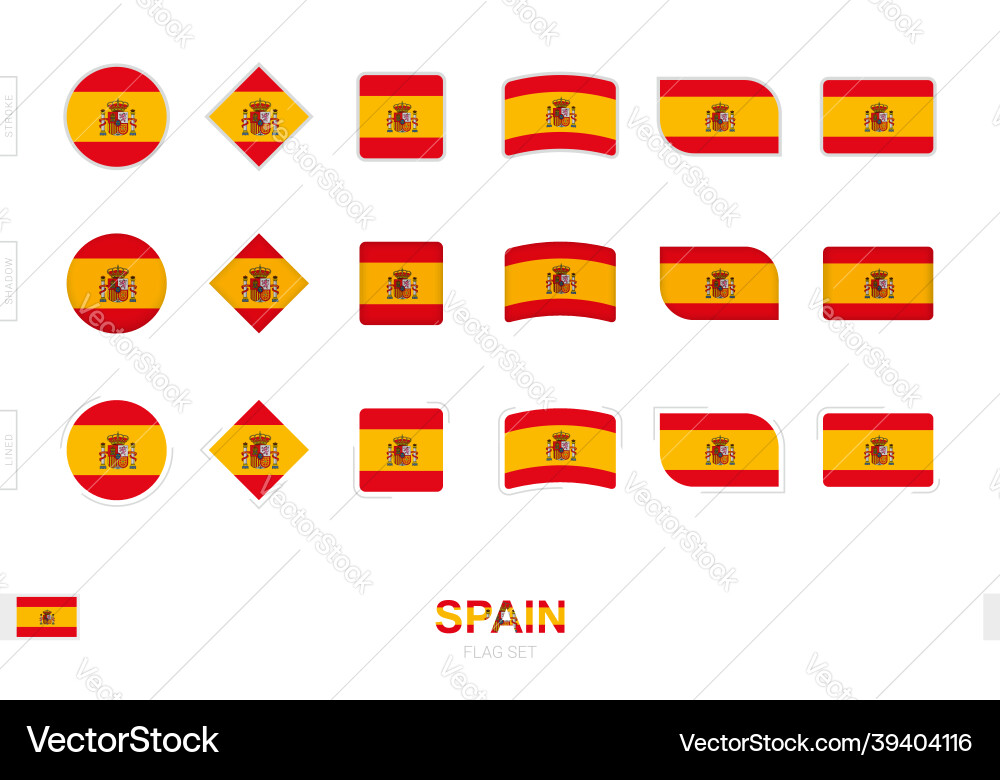 Spain flag set simple flags of with three Vector Image