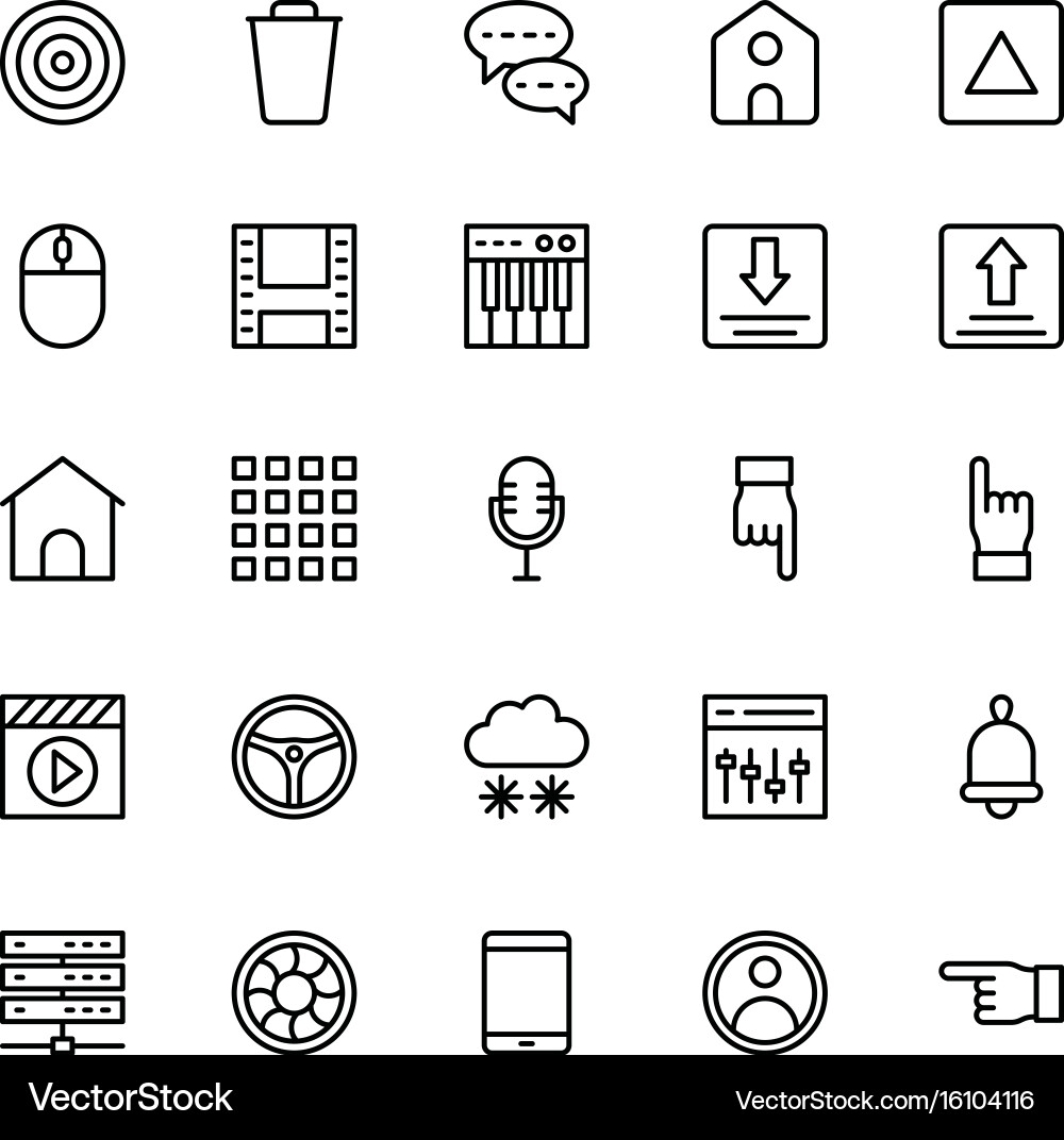 Web and mobile ui line icons 2 Vector Image