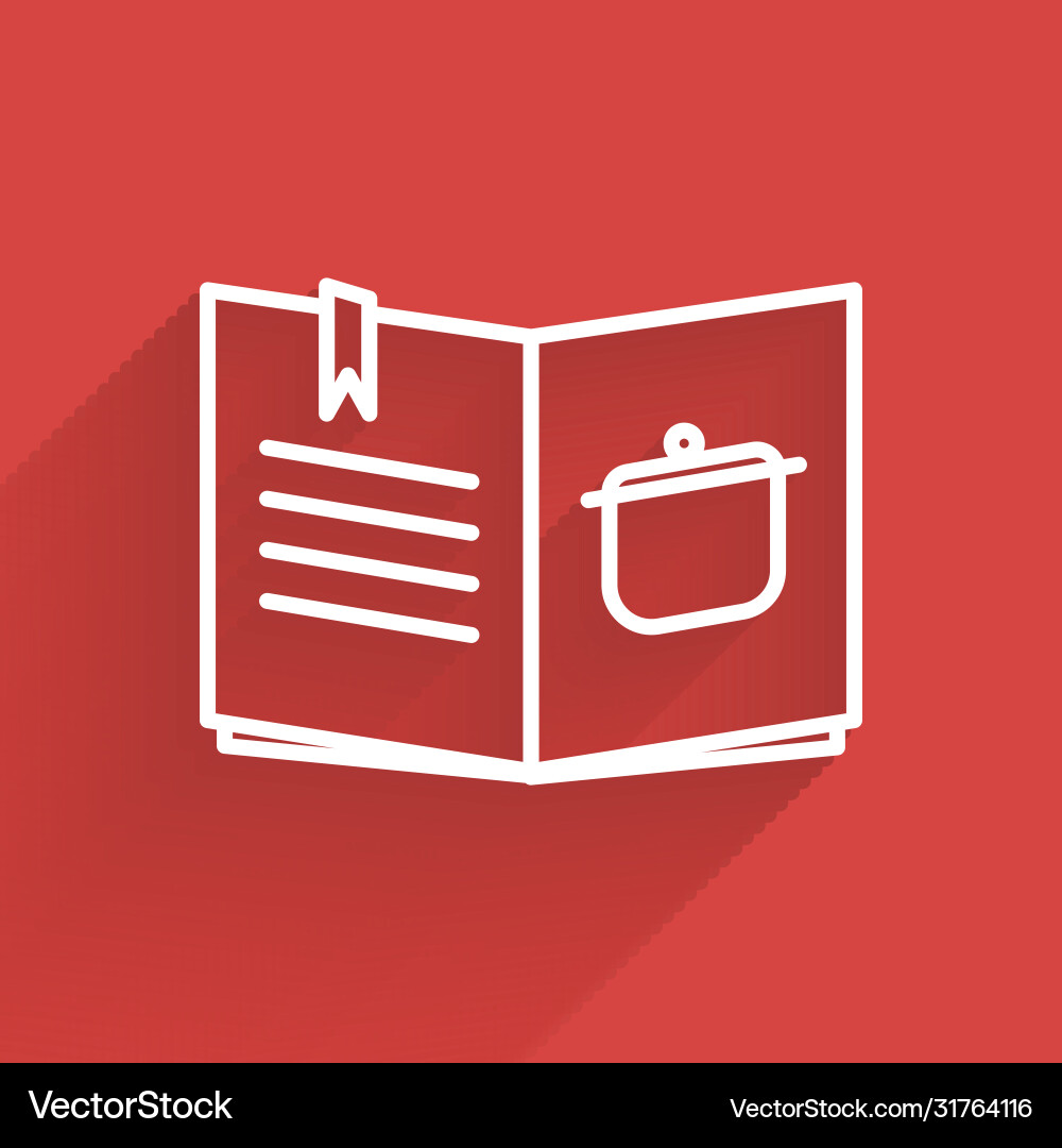 White line cookbook icon isolated with long shadow vector image
