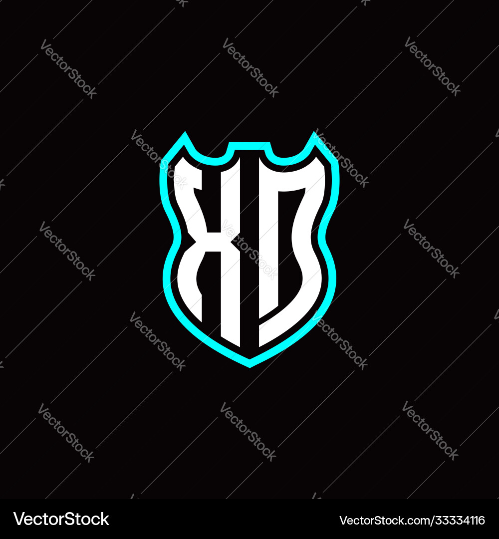 X d initial logo design with shield shape X d initial logo design with shield shape vector image