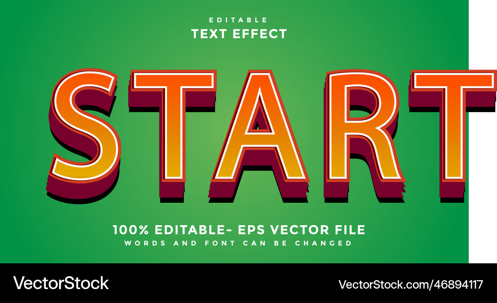 3d minimal gradient word start editable text 3d minimal gradient word start editable text vector image