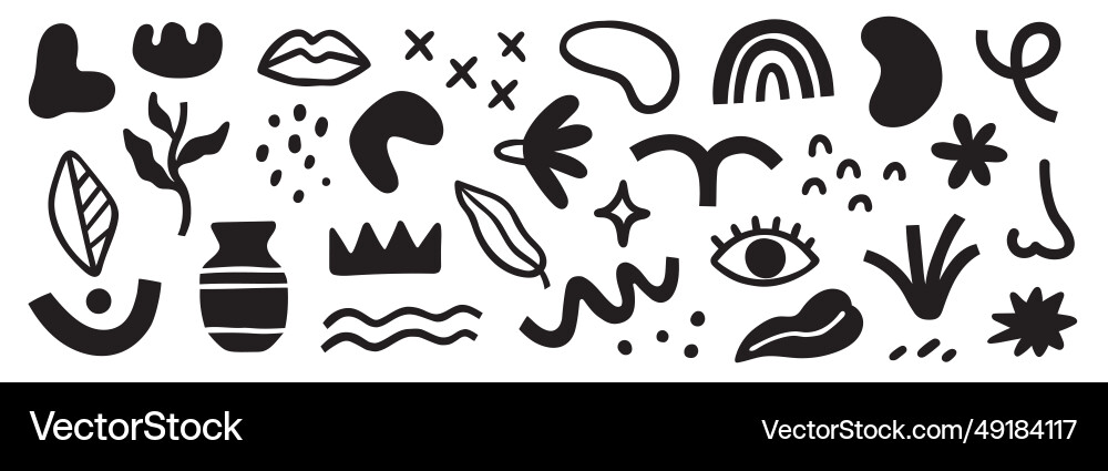 Abstract blob shape doodle set element geometric Abstract blob shape doodle set element geometric vector image