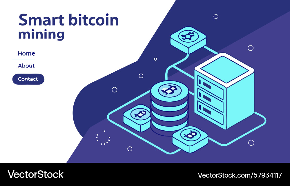 Bitcoin mining and cryptocurrency network Vector Image