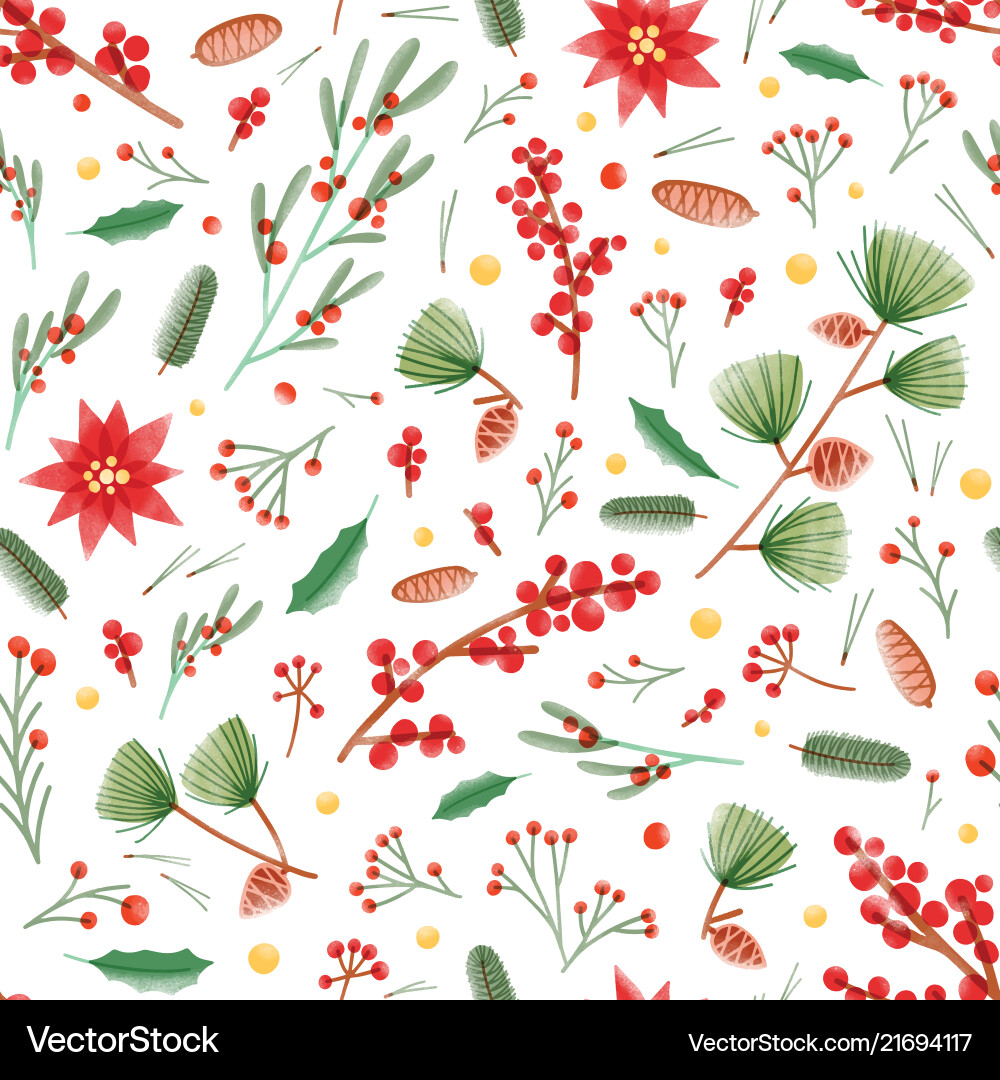 Christmas seamless pattern with holly leaves Christmas seamless pattern with holly leaves vector image