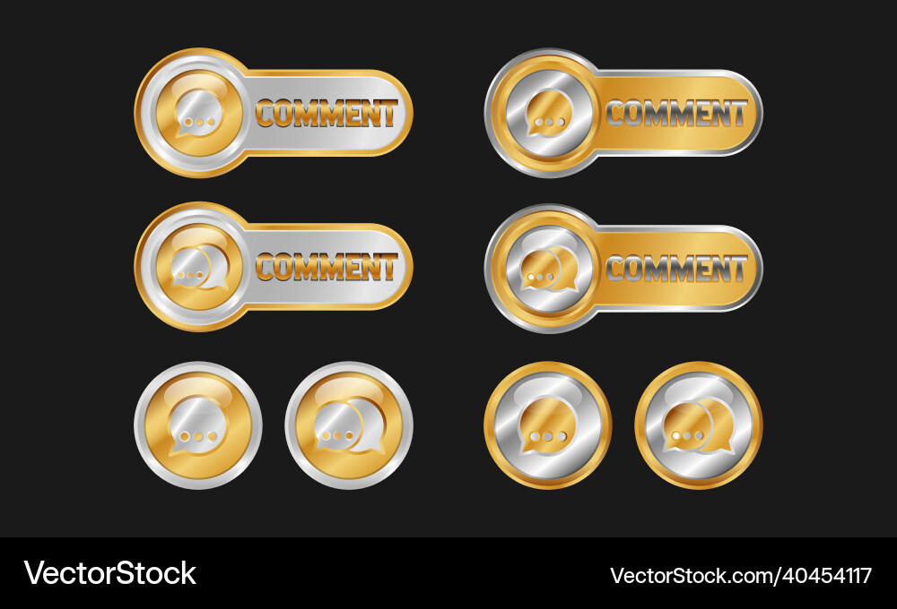Comment gold button with glossy effect and bubble Comment gold button with glossy effect and bubble vector image