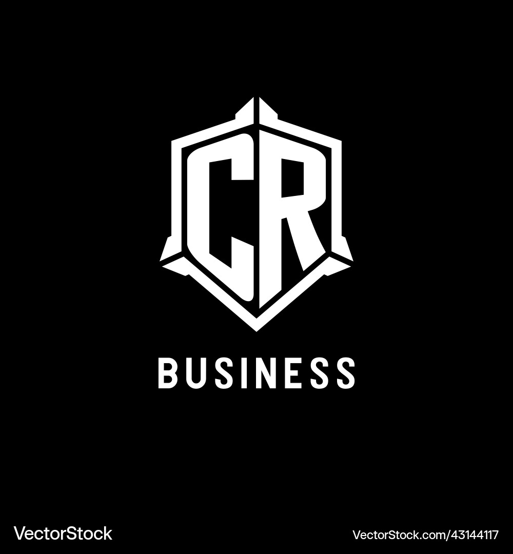 Cr logo initial with shield shape design style Cr logo initial with shield shape design style Vector Image