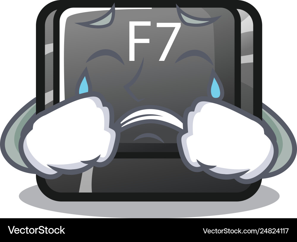 Crying f7 button installed in computer cartoon vector image