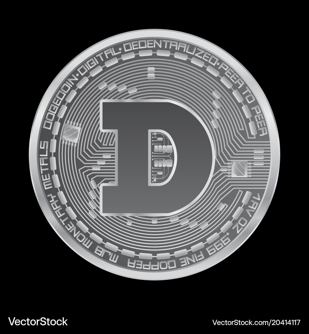 Crypto currency dogecoin silver symbol – Royalty-Free Vector | VectorStock