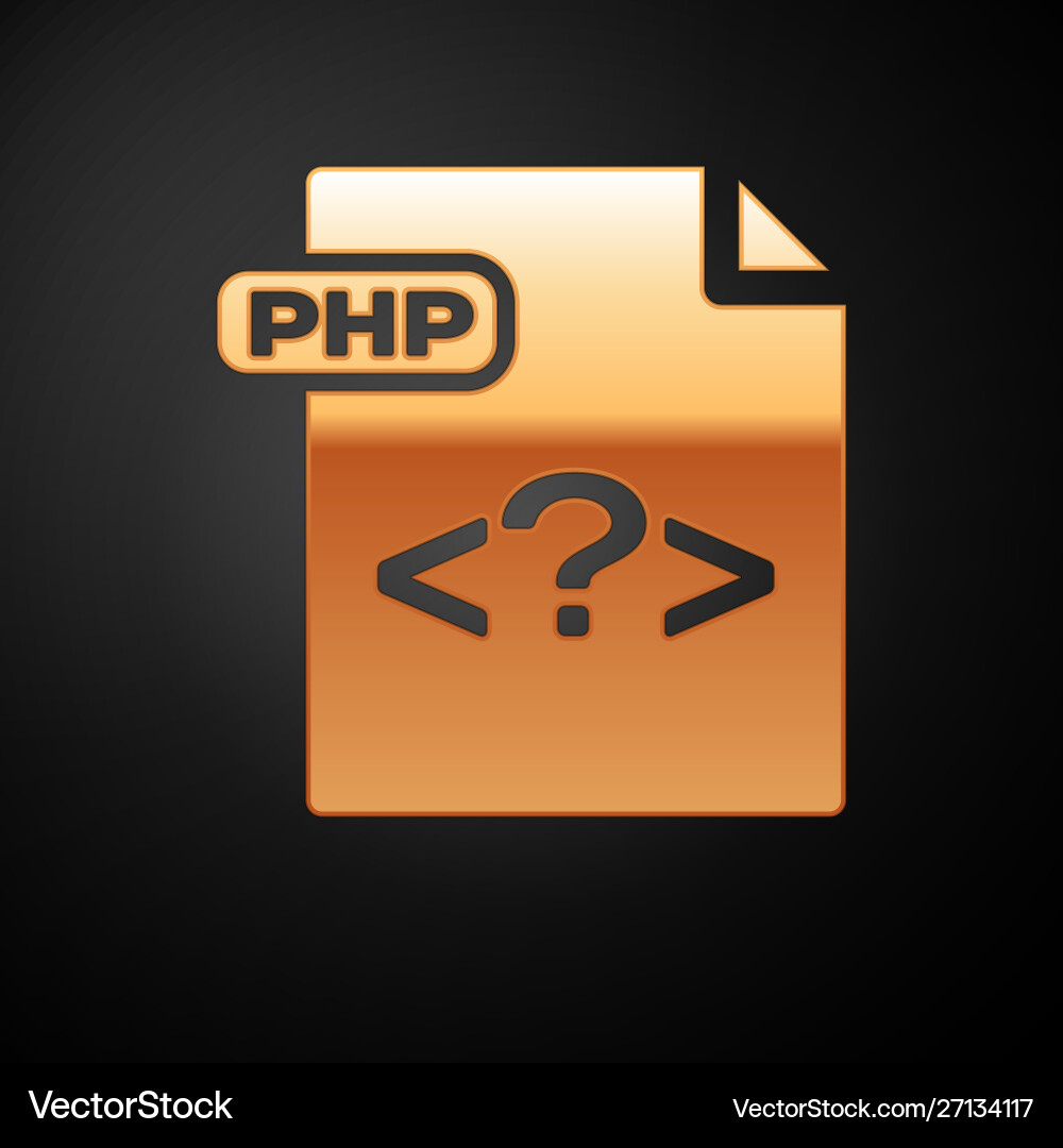 Gold php file document download button icon vector image