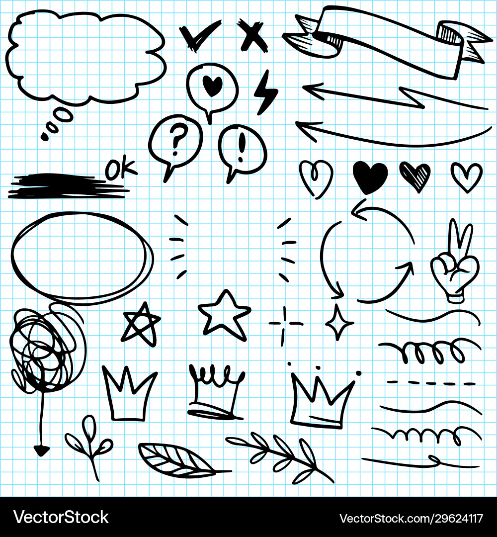 Hand Drawn Elements Set Vector Image