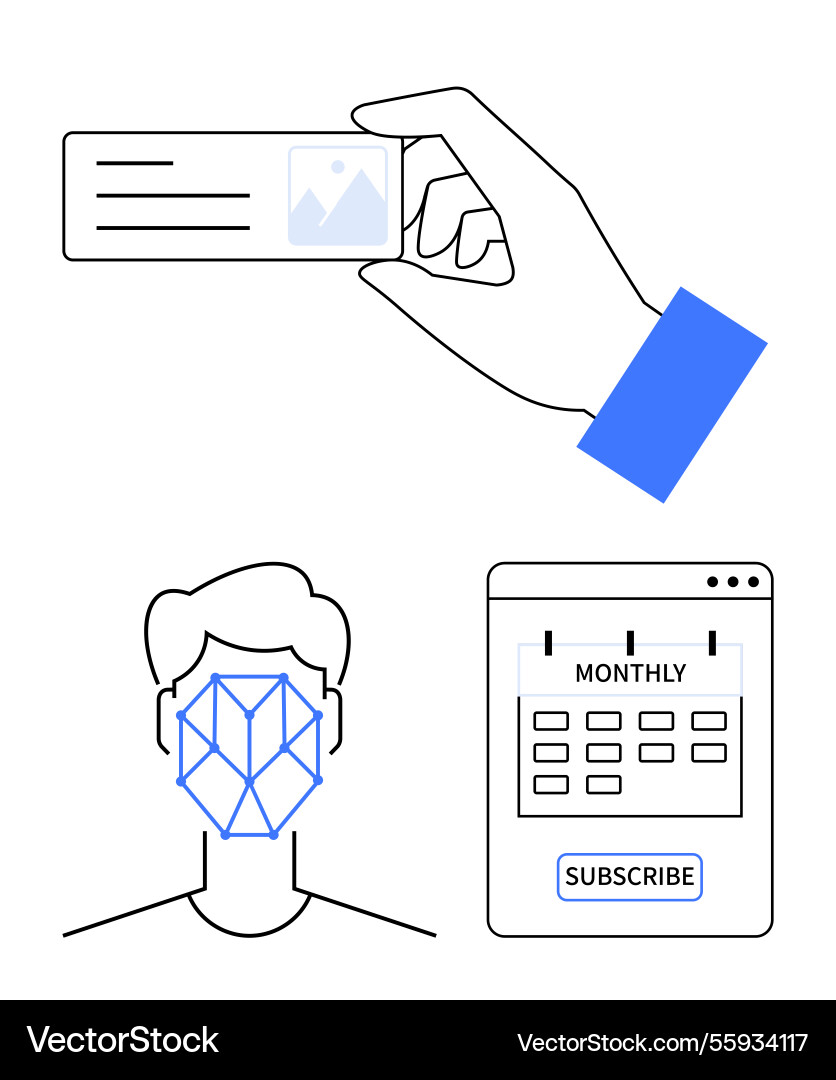 Identity verification face recognition Identity verification face recognition vector image
