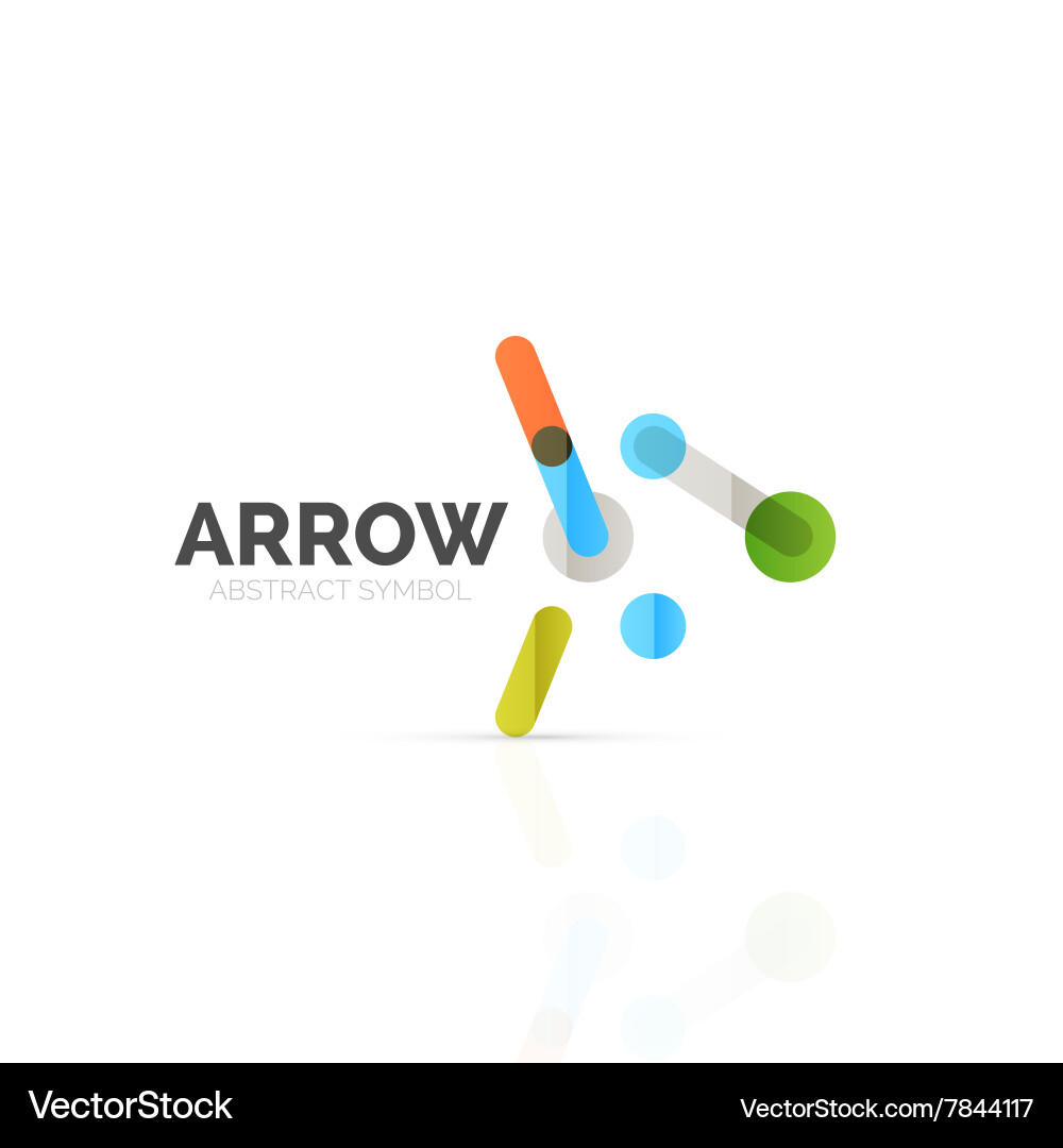 Linear arrow abstract logo connected multicolored vector image