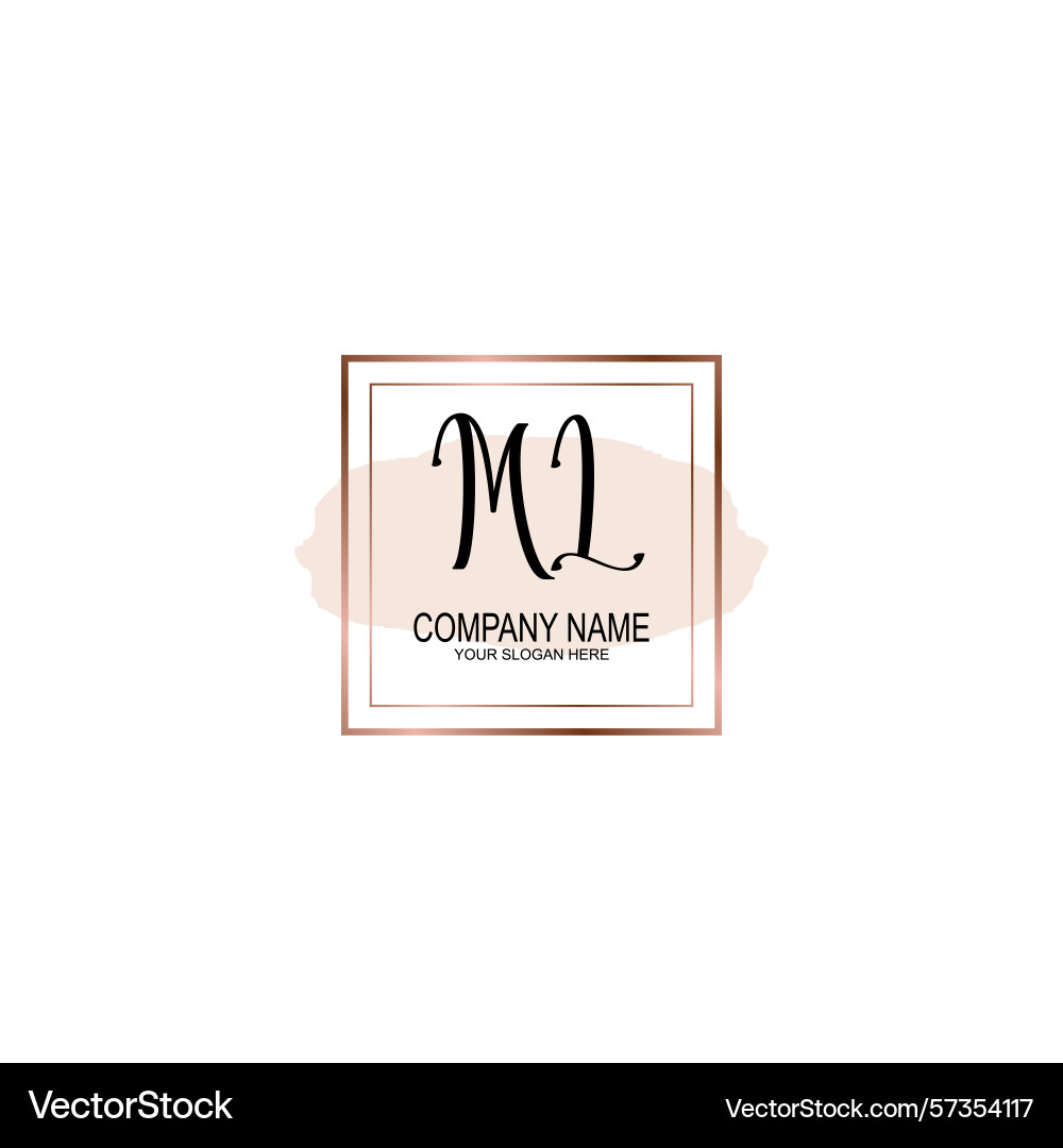 Minimalist handwritten ml initial logos with soft Minimalist handwritten ml initial logos with soft Vector Image