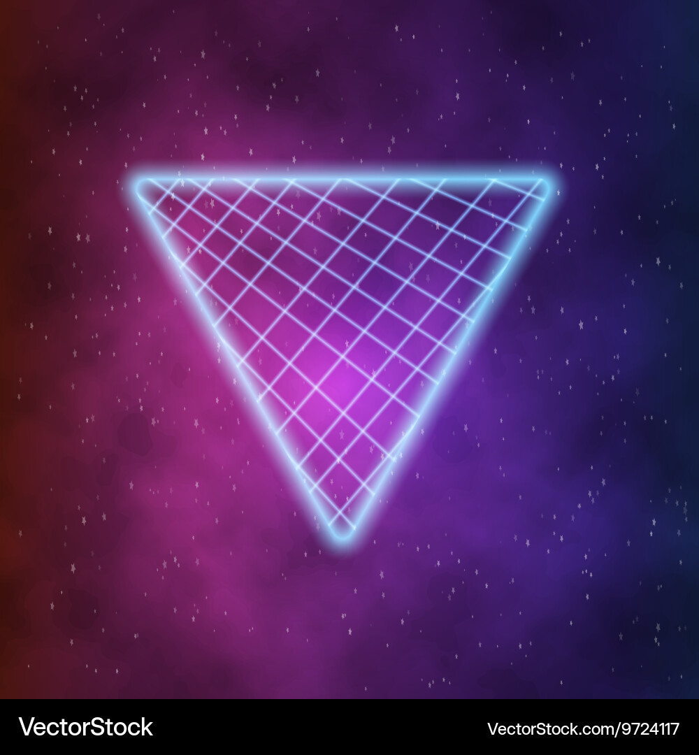 Neon style triangle techno background outer space vector image