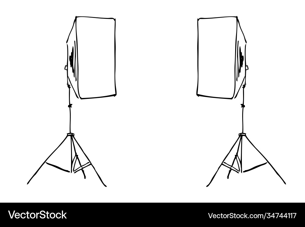 Outline manual hand draw sketch rectangle softbox Vector Image