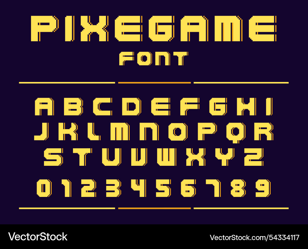 Pixel game font retro computer graphic style Pixel game font retro computer graphic style vector image