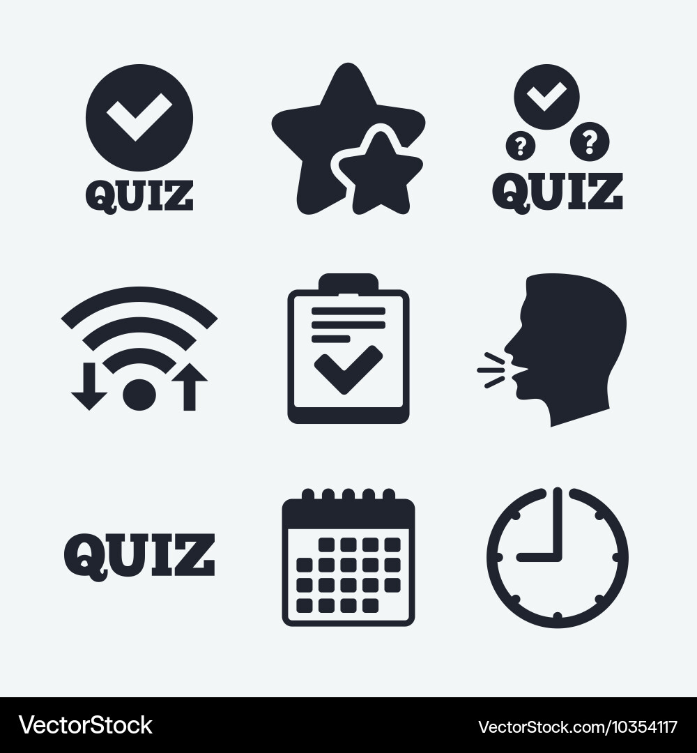 Quiz icons checklist with check mark symbol vector image