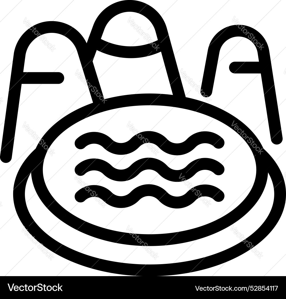 Round swimming pool with ladders icon representing Round swimming pool with ladders icon representing Vector Image