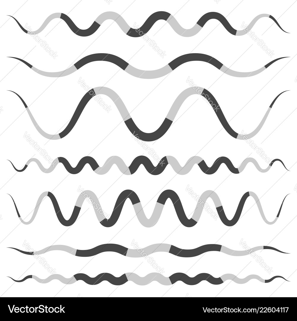 Set of various wavy curved dashed line stripe Set of various wavy curved dashed line stripe vector image
